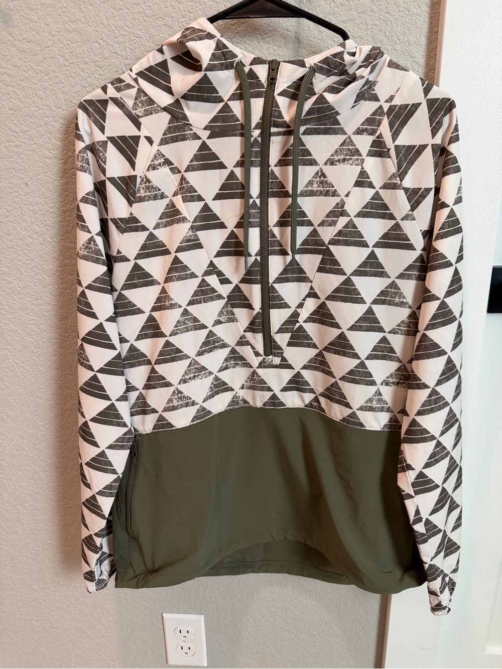 Carve Designs Olive & White Geometric Half-Zip Hoodie
